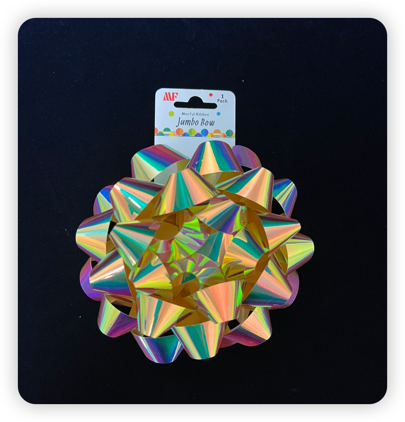 2 Tone Fluorescent Ribbon Star Bow 19mmx15cm
