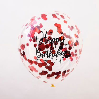 Confetti Balloons with Birthday Printed, 30cm, Pk6