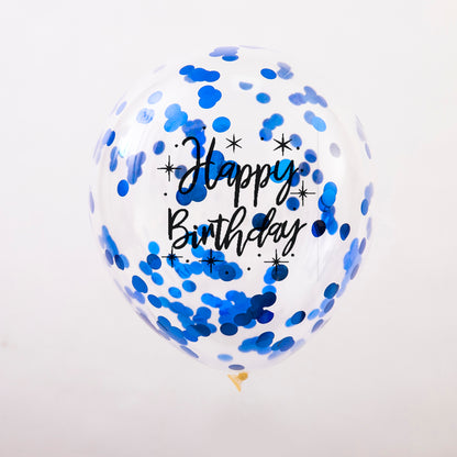 Confetti Balloons with Birthday Printed, 30cm, Pk6