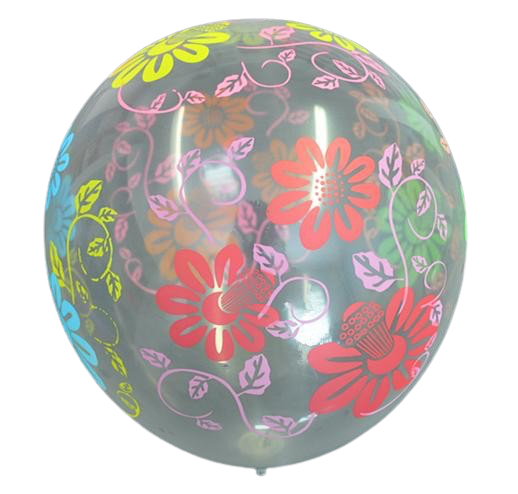 Clear Balloon with Color Flower