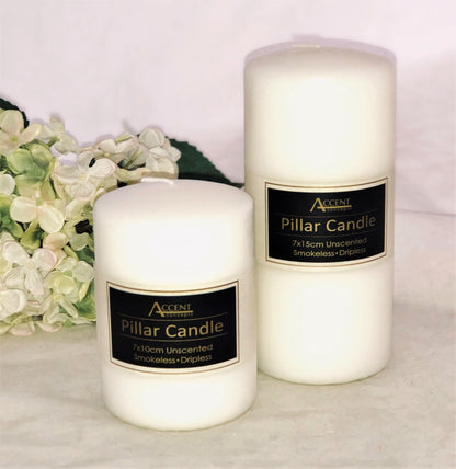 UNSCENTED WHITE PILLAR CANDLE