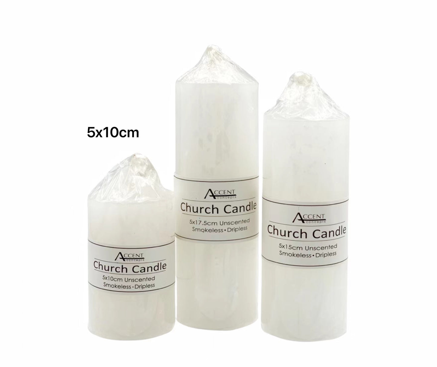 WHITE CHURCH CANDLE 150g 5x10cm