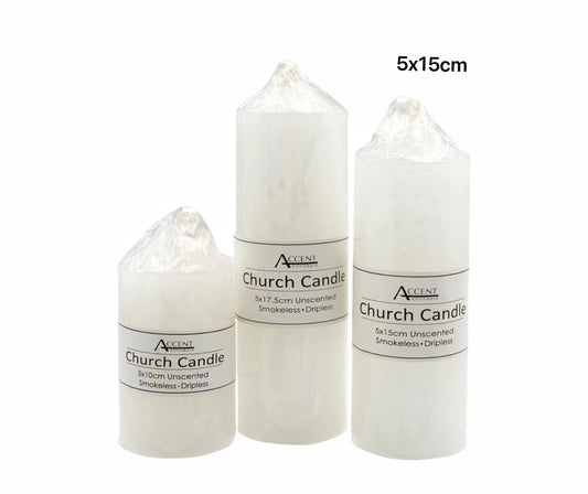 WHITE CHURCH CANDLE 5x15cm 230g