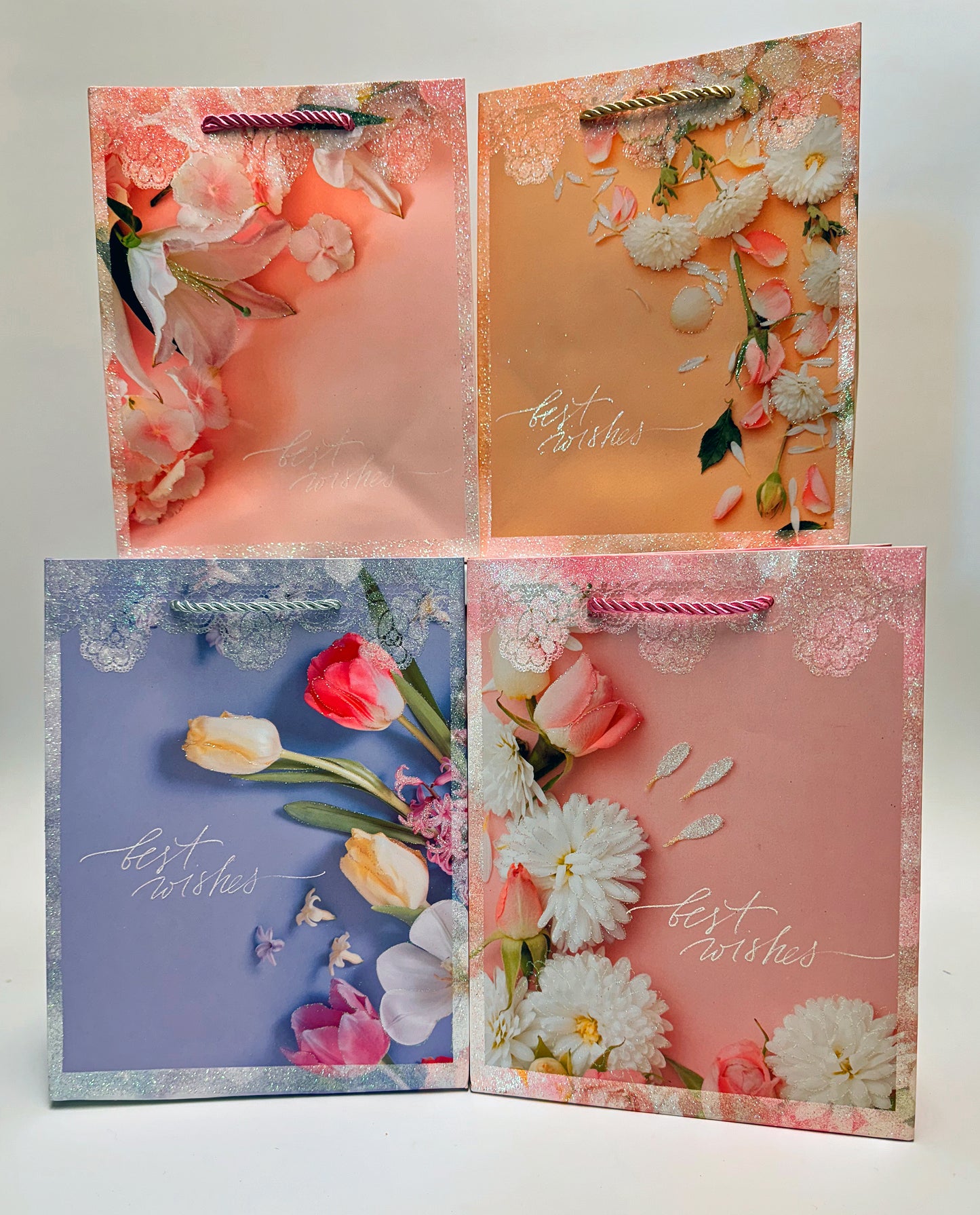 Premium Gift Bags, Glitter Flower