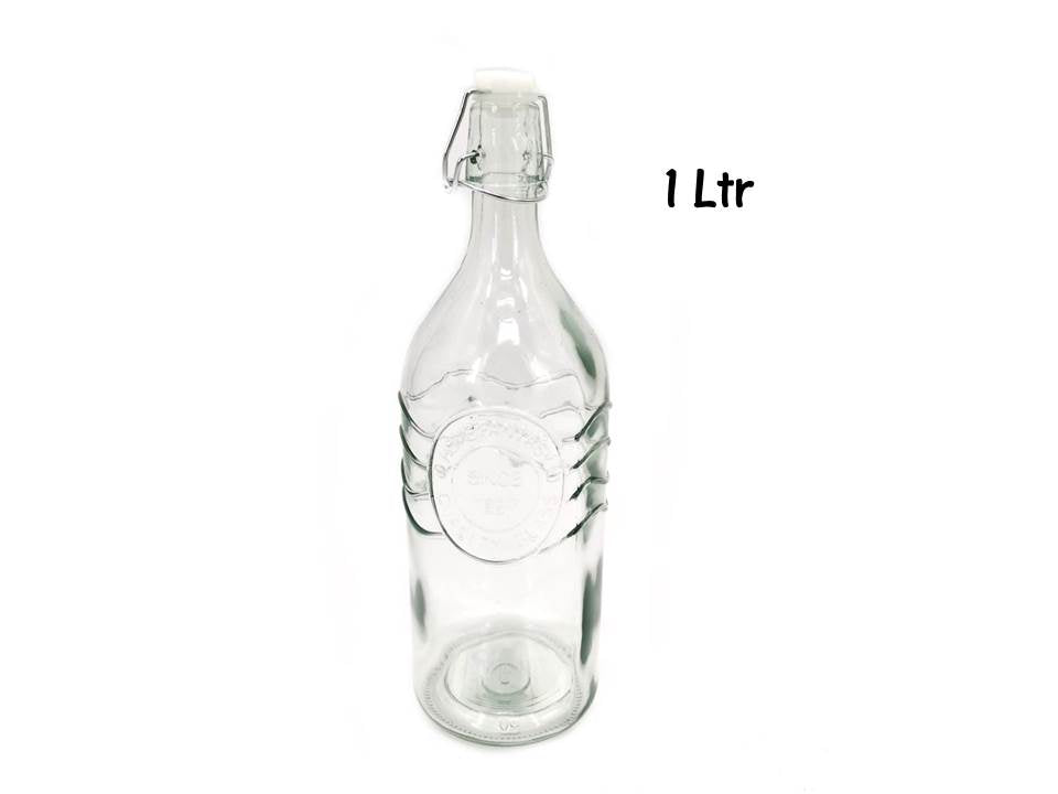 Glass Water Bottle Clear 1000ml