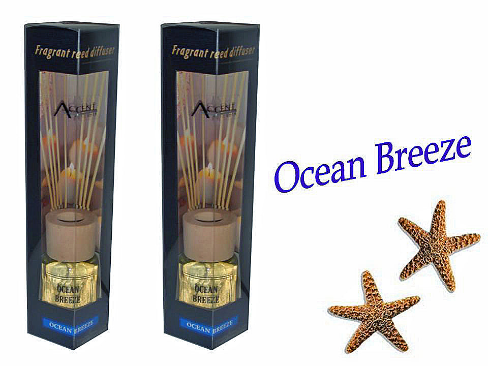 SCENTED OIL DIFFUSER OCEAN BREEZE INCLUDING 8 RATTAN STICK 50ml