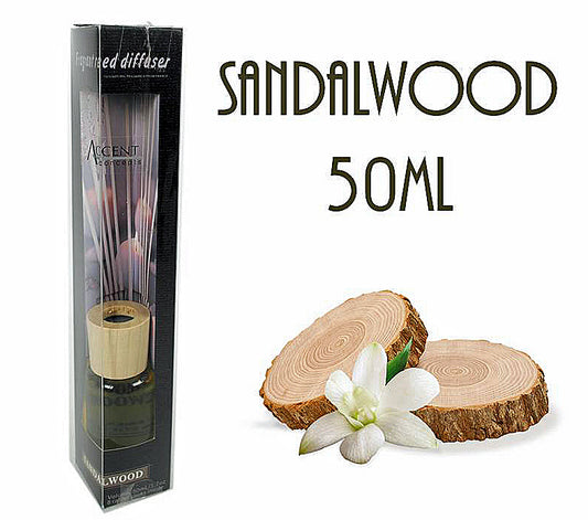 SCENTED OIL DIFFUSER SANDALWOOD INCLUDING 8 RATTAN STICK 50ml