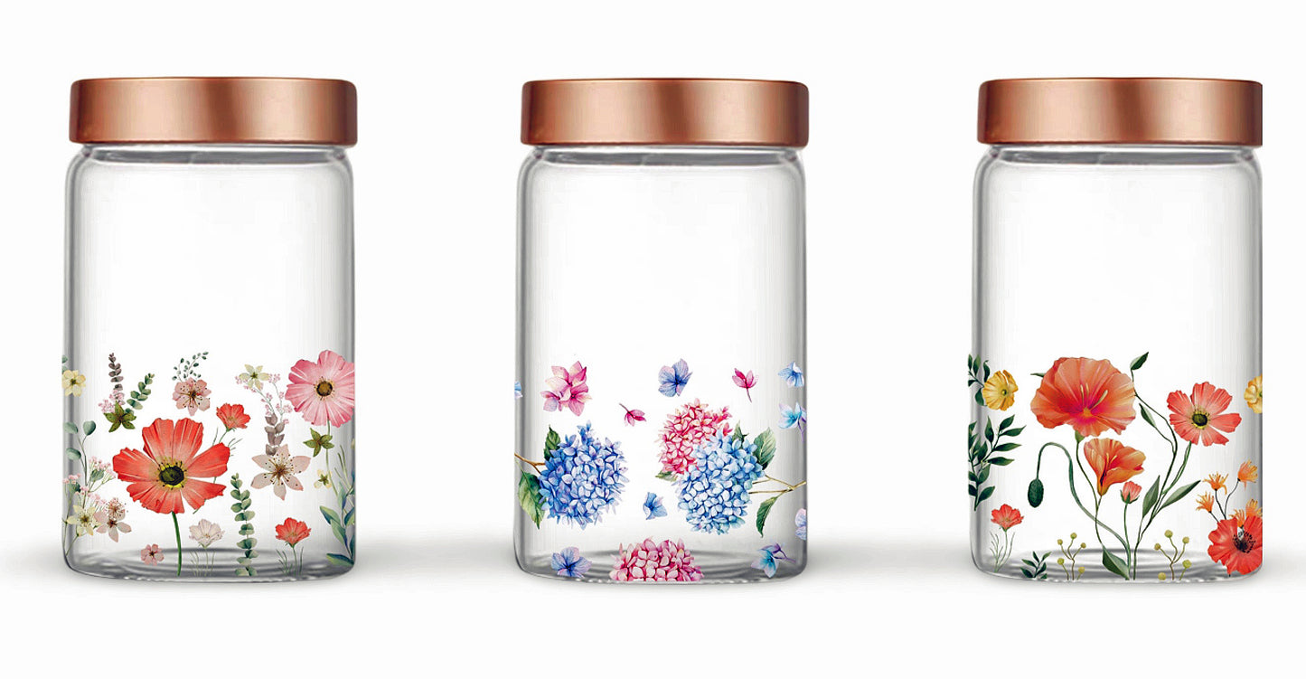 MEADOW BOUQUET GLASS JAR W/METAL LID