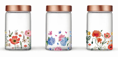 MEADOW BOUQUET GLASS JAR W/METAL LID