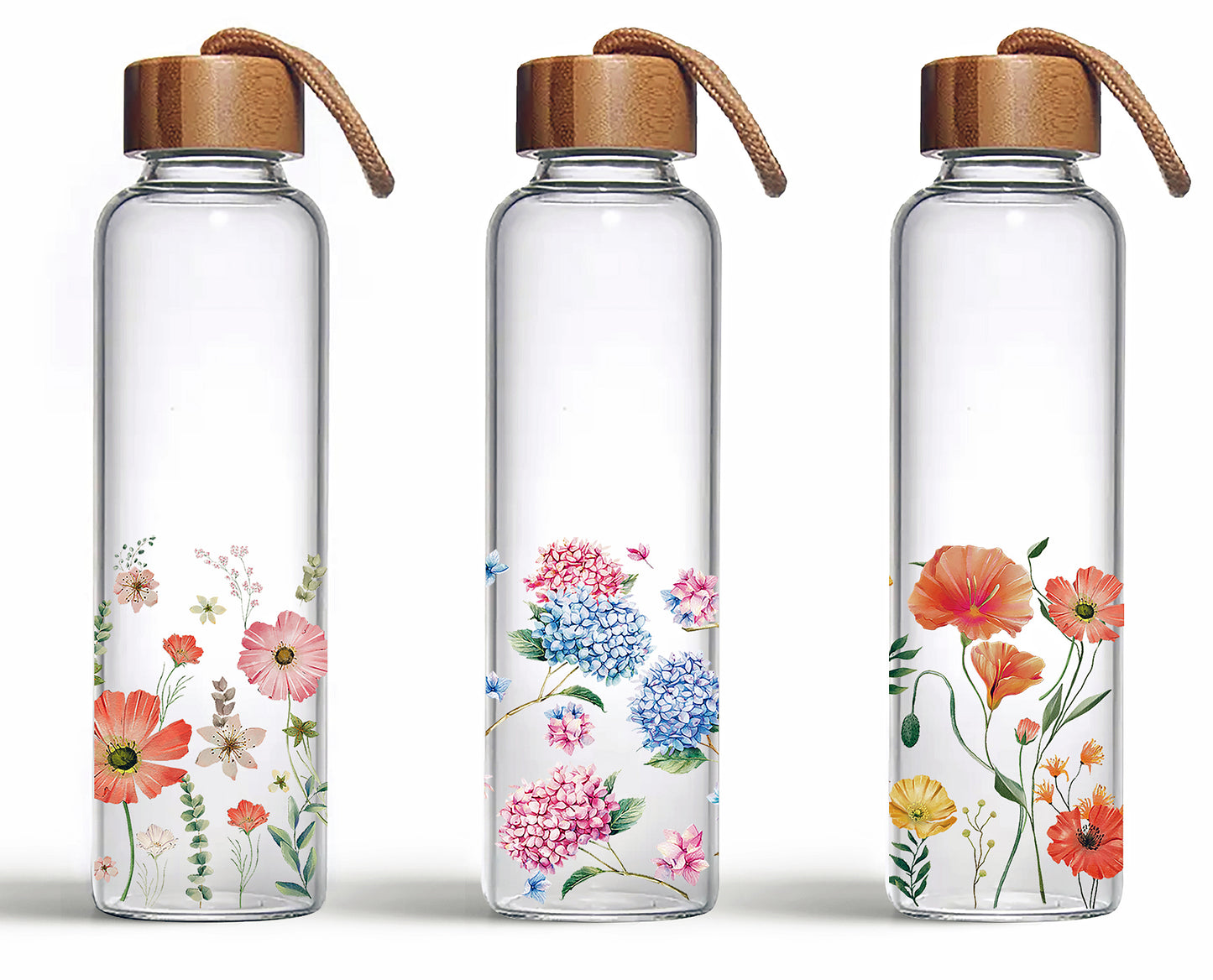 MEADOW BOUQUET GLASS DRINKING BOTTLE 550ml