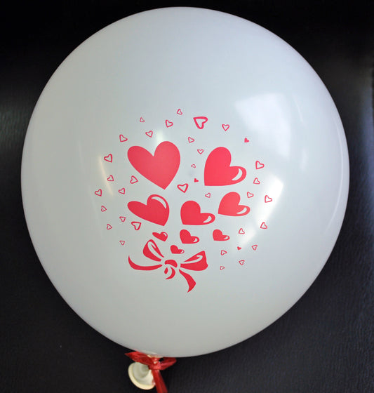 Heart Print balloons 30cm, Pk10