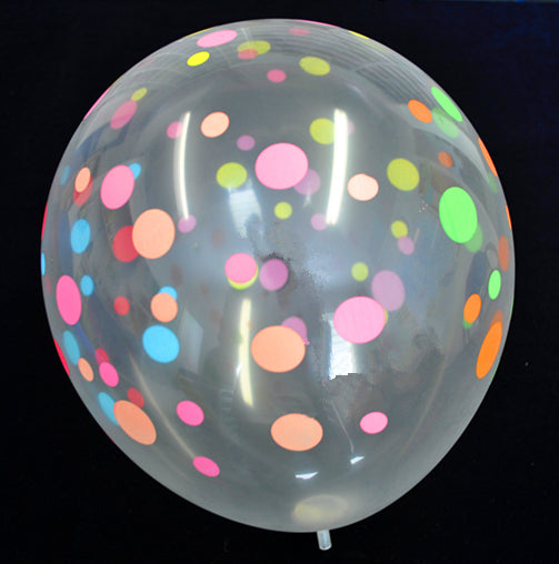 Clear Balloon with Color Dot Pk8