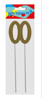 Cake Number Topper Silver/Gold 22cm, Pk2