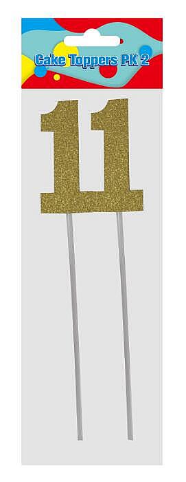 Cake Number Topper Silver/Gold 22cm, Pk2