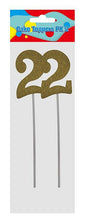 Cake Number Topper Silver/Gold 22cm, Pk2