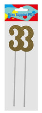 Cake Number Topper Silver/Gold 22cm, Pk2