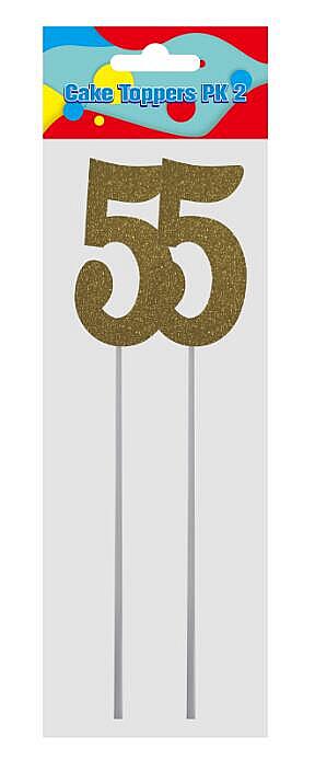 Cake Number Topper Silver/Gold 22cm, Pk2