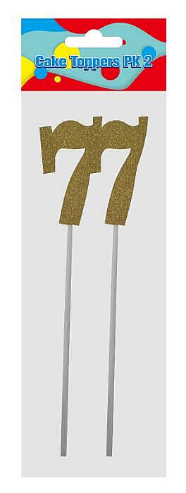 Cake Number Topper Silver/Gold 22cm, Pk2