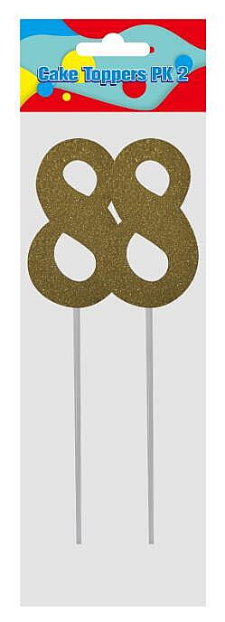 Cake Number Topper Silver/Gold 22cm, Pk2