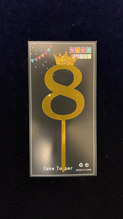 Acrylic Cake Number Topper 18cm Gold&Silver