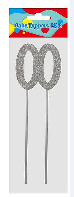 Cake Number Topper Silver/Gold 22cm, Pk2