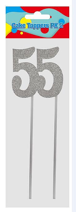 Cake Number Topper Silver/Gold 22cm, Pk2