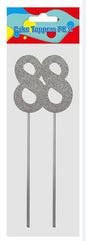 Cake Number Topper Silver/Gold 22cm, Pk2