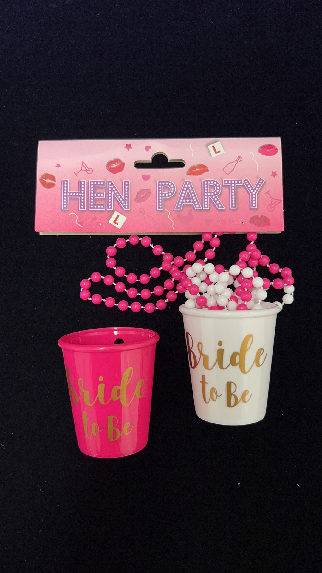 Hen's Party Wine Glass, Hot Pink and White  2pcs/card+ bag