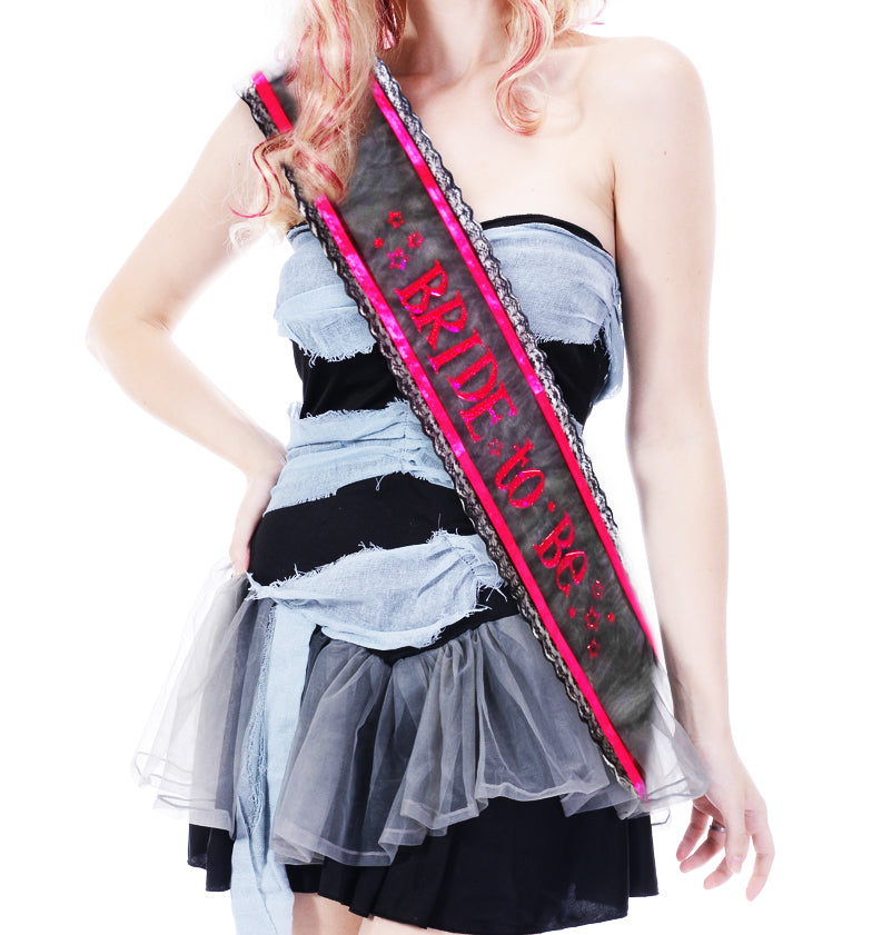 Bride to Be Sash with Lace Black 1pcs/bag