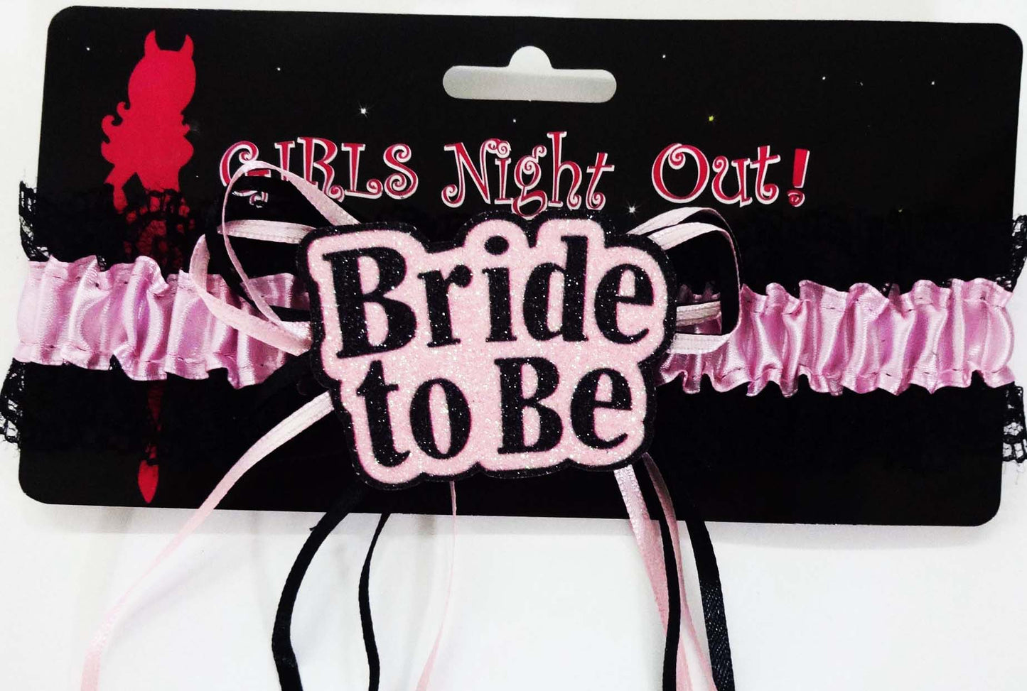 Bride to be Party Garter Pink with Black lace 1PCS/BAG