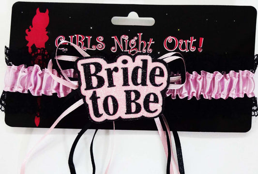 Bride to be Party Garter Pink with Black lace 1PCS/BAG