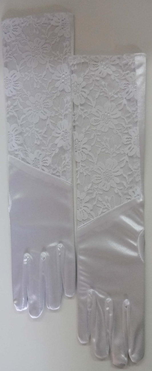 Satin Gloves With lace white 1PAIR/BAG