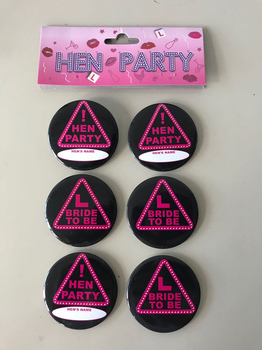 Hen's Party Badge 5.8cm, Pk6