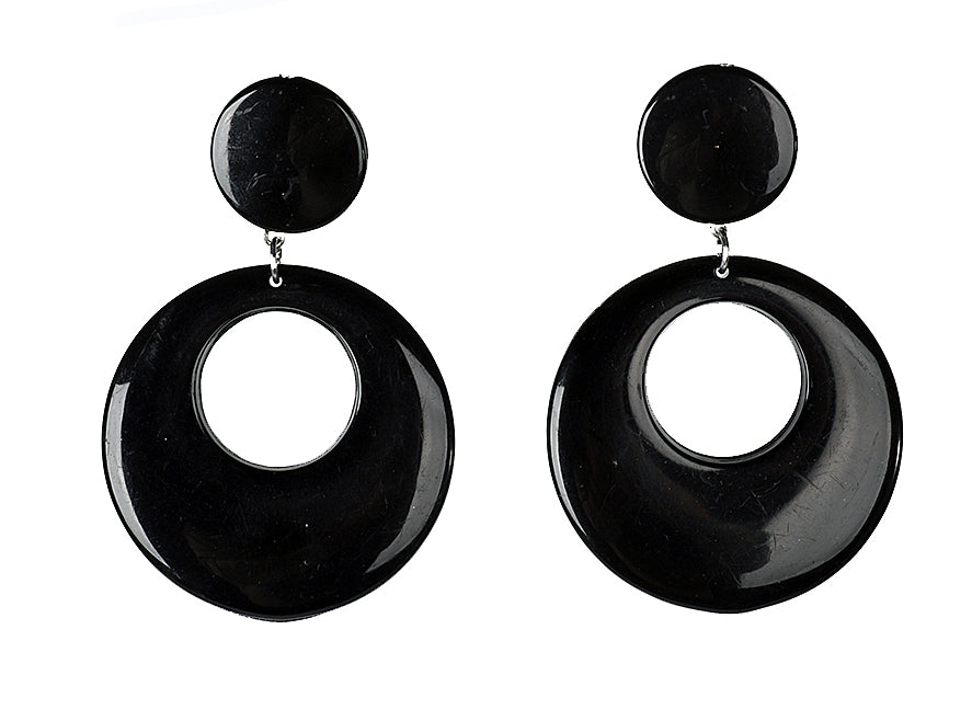 Girl's Earring, Black, Pk2,4.5x7cm  2pcs/card+ bag,