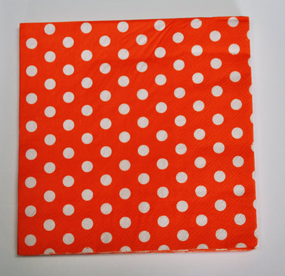 Napkins W/Dot 33x33cm Pk20