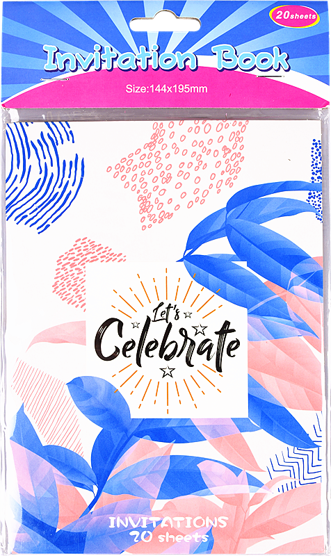 Invitation Pad  Pk20  Celebration 19.5X14.4CM