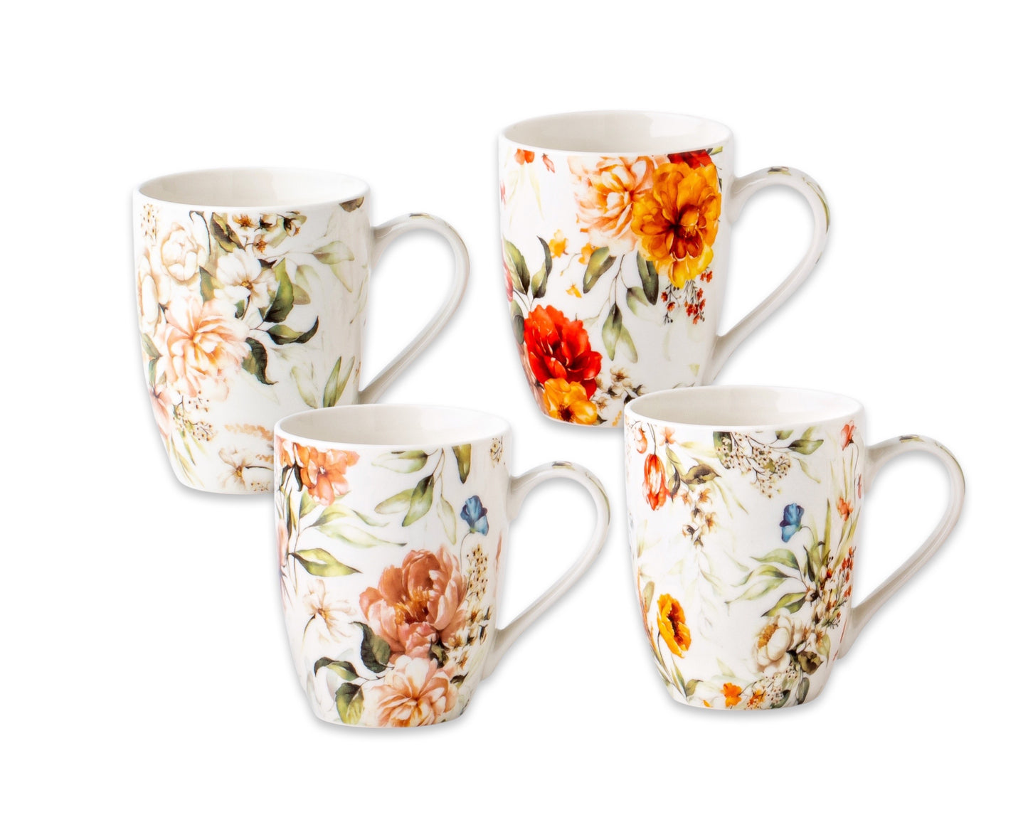 ELEGANT FLORAL FLOWER MUG 4 designs assist Packing Ramdon Delivery 340ml