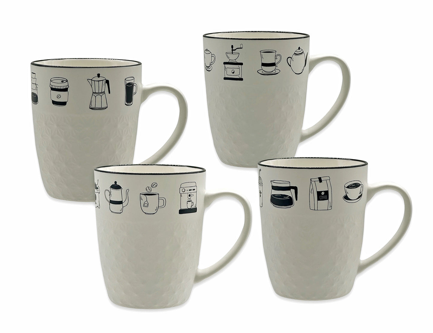 EMBOSSED MUG 4 designs assist Packing Ramdon Delivery 340ml