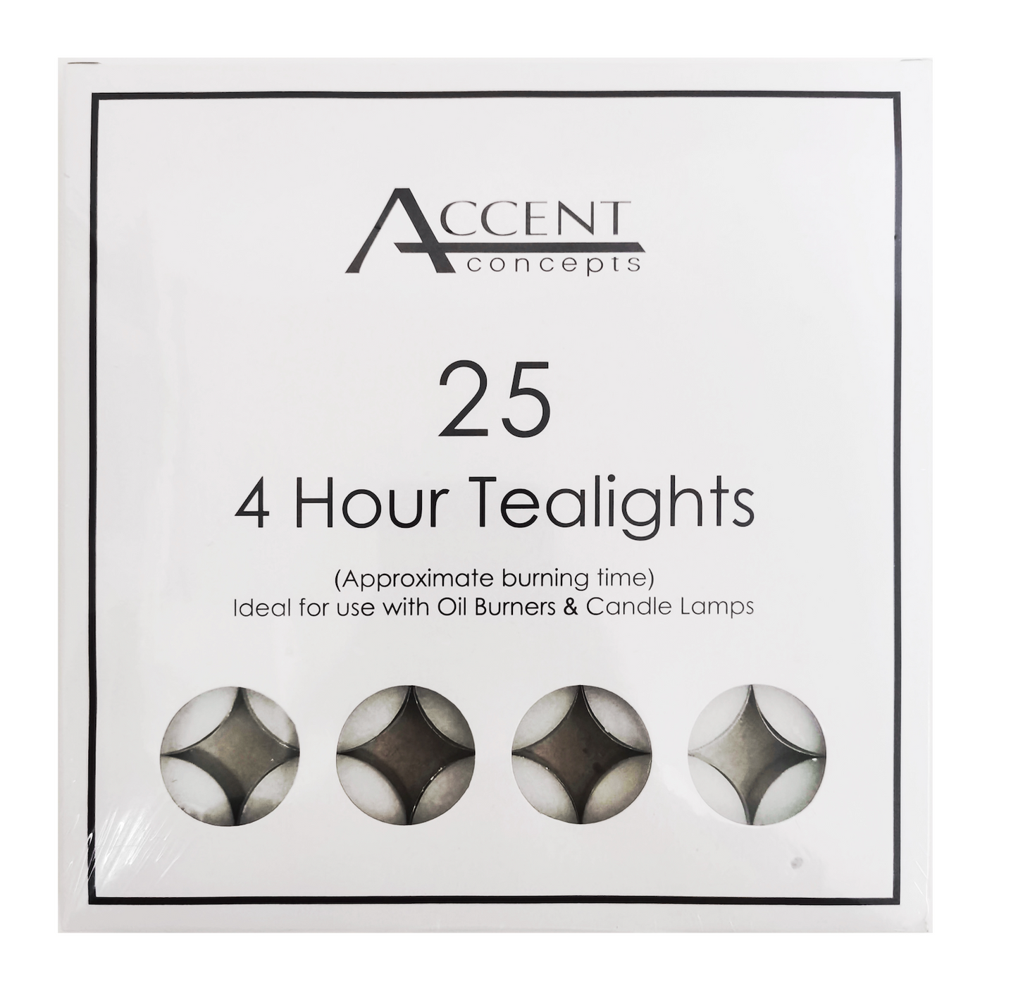 ACCENT 4 HOUR TEALIGHT CANDLES PK25