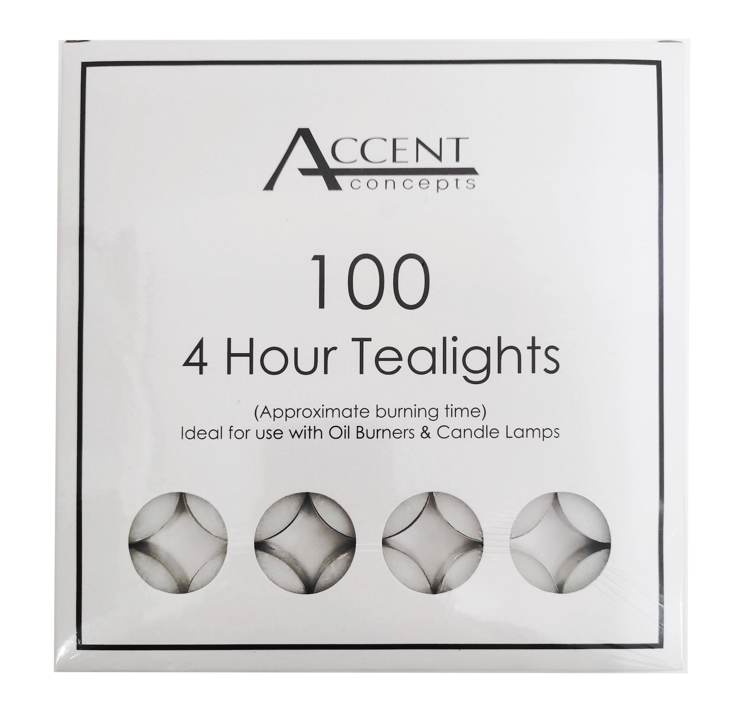 ACCENT 4 HOUR TEALIGHT CANDLES PK100