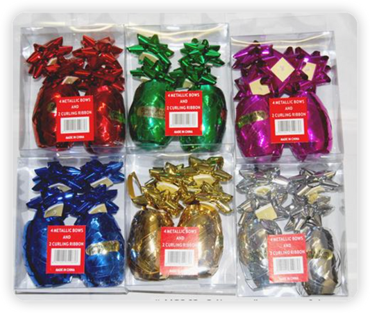6 Metallic Star Bows and 2Ribbon Egg in the PVC Box